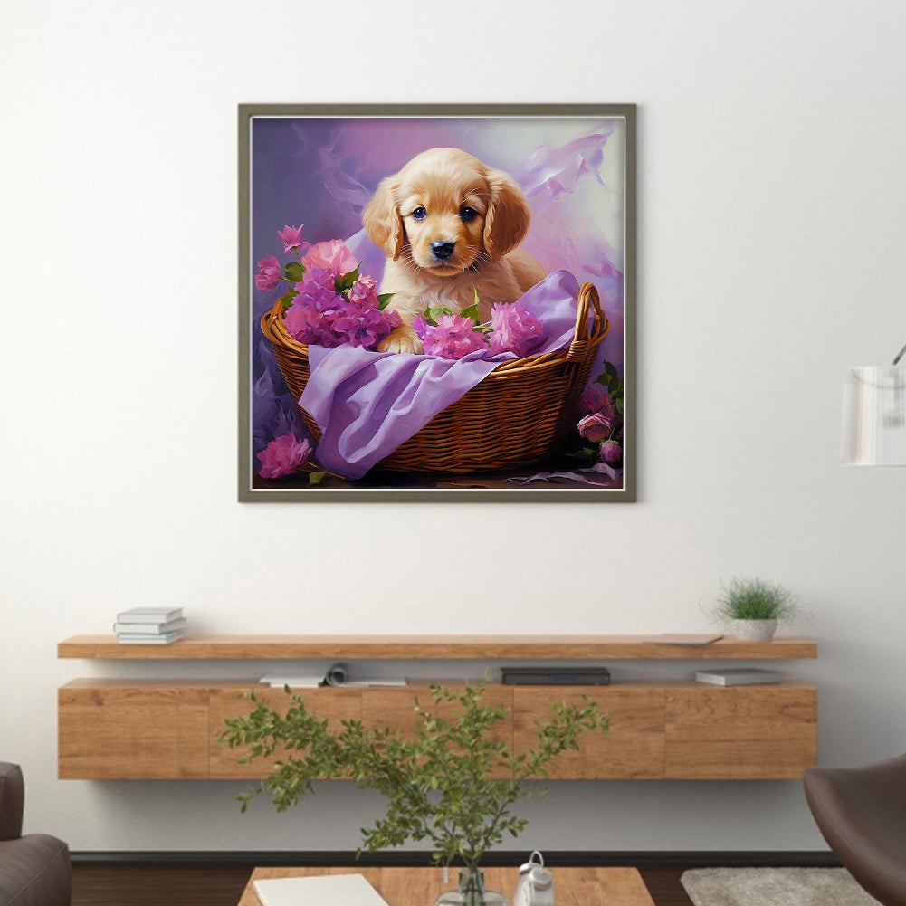 Cute Puppy - 11CT Stamped Cross Stitch 40*40CM(Joy Sunday)