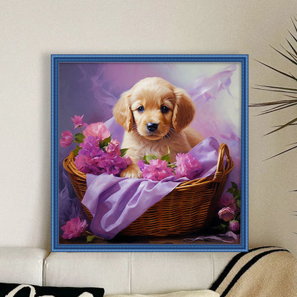 Cute Puppy - 11CT Stamped Cross Stitch 40*40CM(Joy Sunday)