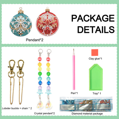 2PCS Suncatcher Diamond Painting Hanging Decor for Kid DIY Craft (Xmas Ball #9)