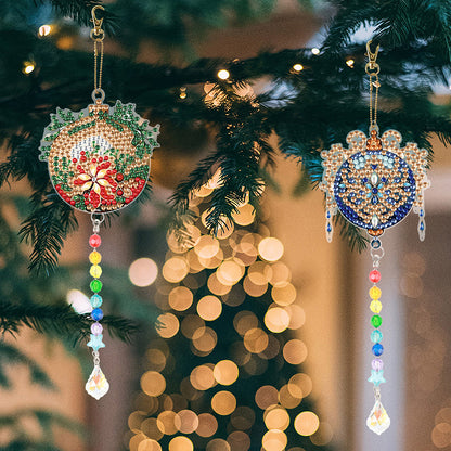 2PCS Suncatcher Diamond Painting Hanging Decor for Kid DIY Craft (Xmas Ball #10)