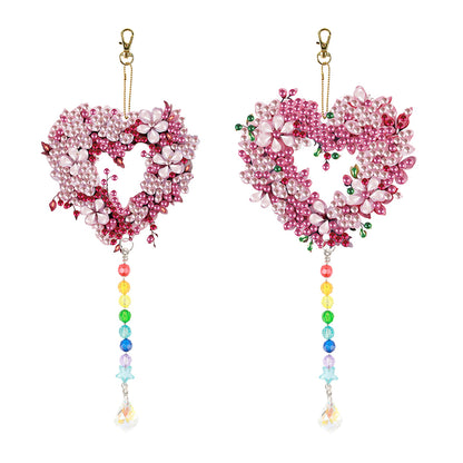 2PCS Suncatcher Diamond Painting Hanging Decor for Kid DIY Craft (Wreath #11)