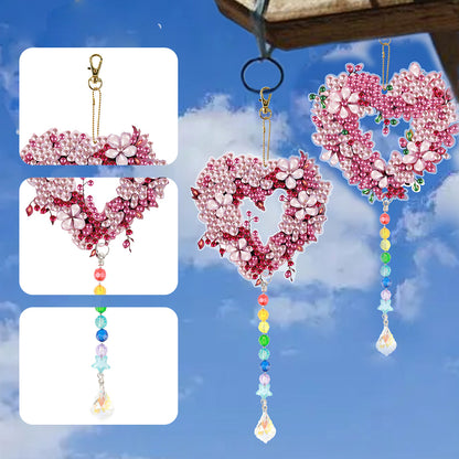 2PCS Suncatcher Diamond Painting Hanging Decor for Kid DIY Craft (Wreath #11)