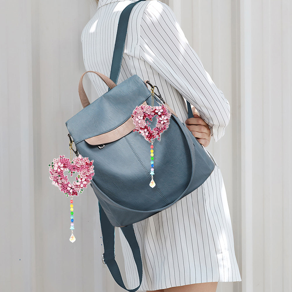 2PCS Suncatcher Diamond Painting Hanging Decor for Kid DIY Craft (Wreath #11)