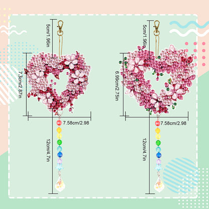 2PCS Suncatcher Diamond Painting Hanging Decor for Kid DIY Craft (Wreath #11)