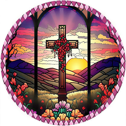 Cross Flowers - 11CT Stamped Cross Stitch 40*40CM(Joy Sunday)