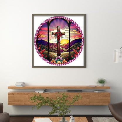 Cross Flowers - 11CT Stamped Cross Stitch 40*40CM(Joy Sunday)