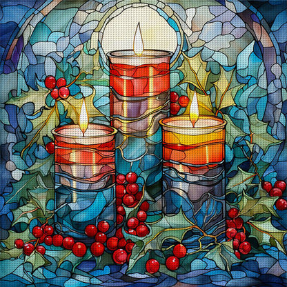 Christmas Candles - 11CT Stamped Cross Stitch 40*40CM(Joy Sunday)