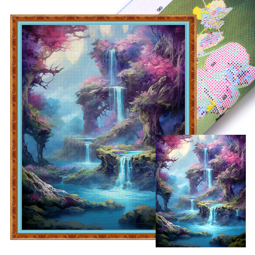 Landscape Waterfall - 11CT Stamped Cross Stitch 40*50CM(Joy Sunday)