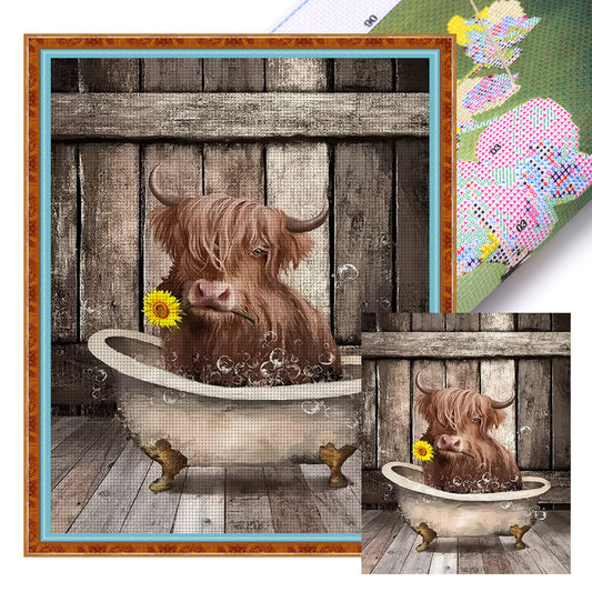 Yak Bathing - 11CT Stamped Cross Stitch 40*50CM(Joy Sunday)