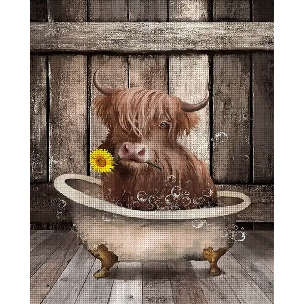 Yak Bathing - 11CT Stamped Cross Stitch 40*50CM(Joy Sunday)