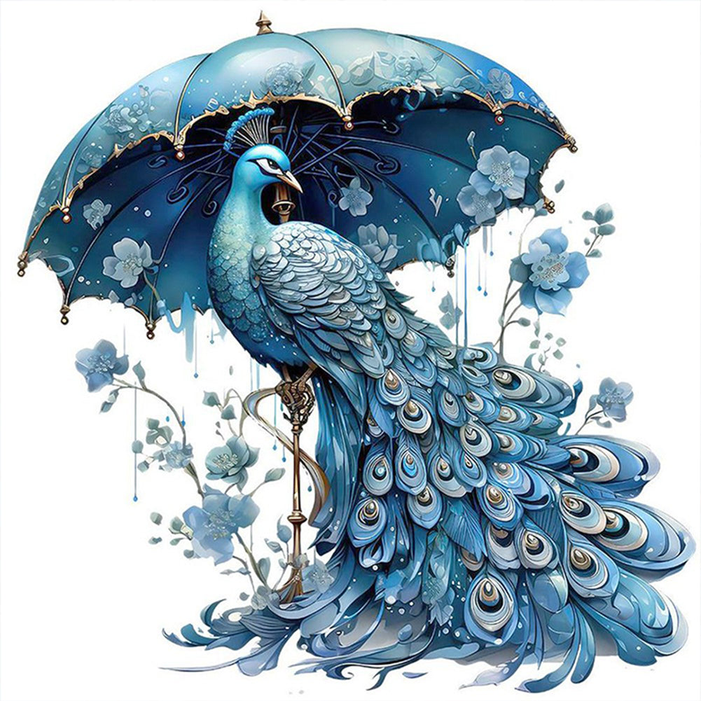 Blue Peacock - 11CT Stamped Cross Stitch 40*40CM(Joy Sunday)