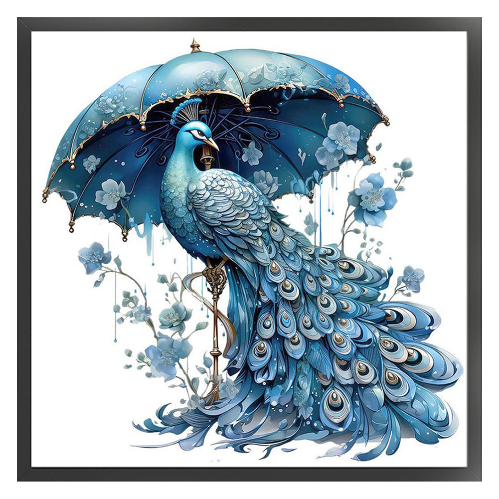 Blue Peacock - 11CT Stamped Cross Stitch 40*40CM(Joy Sunday)