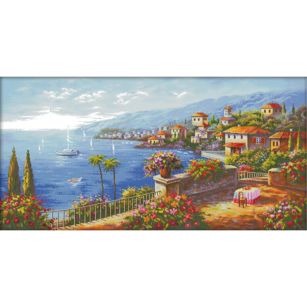 Mediterranean Style - 14CT Stamped Cross Stitch 105*56CM(Joy Sunday)