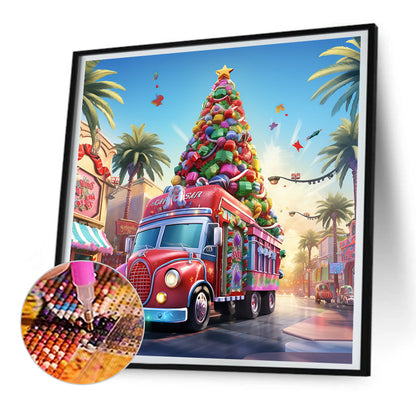 Christmas Street Christmas Tree - Full Round Drill Diamond Painting 30*30CM