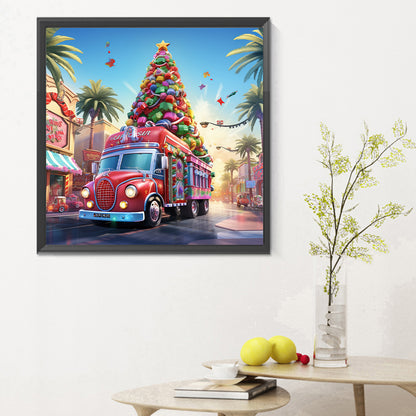 Christmas Street Christmas Tree - Full Round Drill Diamond Painting 30*30CM