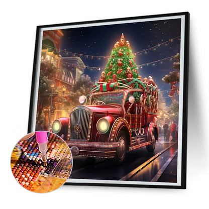 Christmas Street Christmas Tree - Full Round Drill Diamond Painting 30*30CM