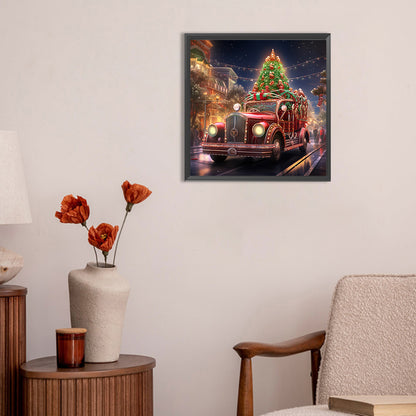 Christmas Street Christmas Tree - Full Round Drill Diamond Painting 30*30CM