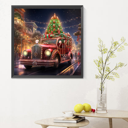 Christmas Street Christmas Tree - Full Round Drill Diamond Painting 30*30CM