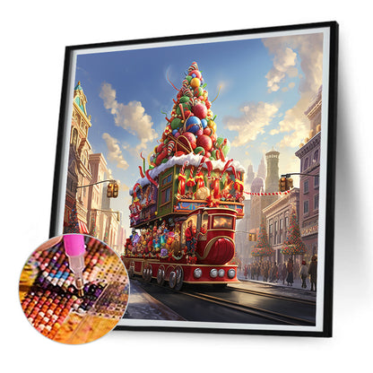 Christmas Street Christmas Tree - Full Round Drill Diamond Painting 30*30CM