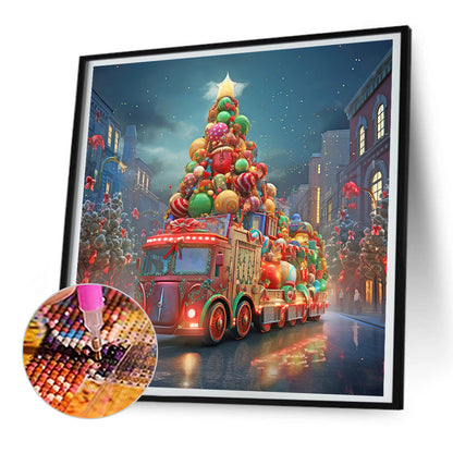 Christmas Street Christmas Tree - Full Round Drill Diamond Painting 30*30CM