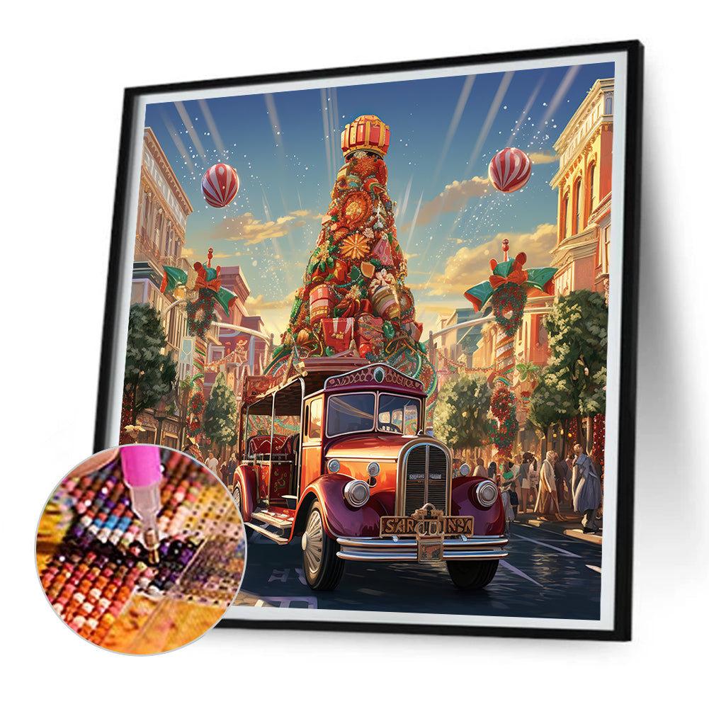 Christmas Street Christmas Tree - Full Round Drill Diamond Painting 30*30CM