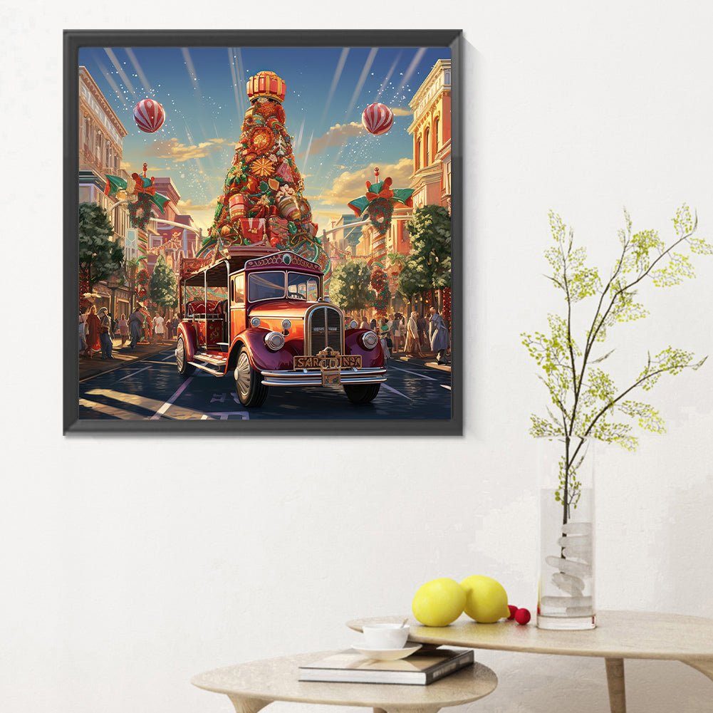 Christmas Street Christmas Tree - Full Round Drill Diamond Painting 30*30CM