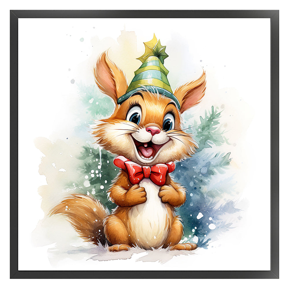 Christmas Squirrel - 18CT Stamped Cross Stitch 20*20CM(Joy Sunday)