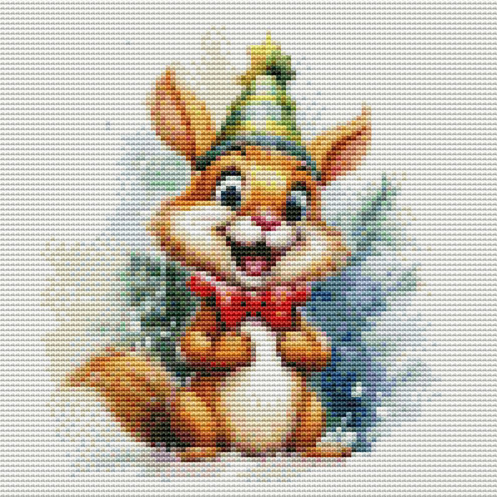 Christmas Squirrel - 18CT Stamped Cross Stitch 20*20CM(Joy Sunday)