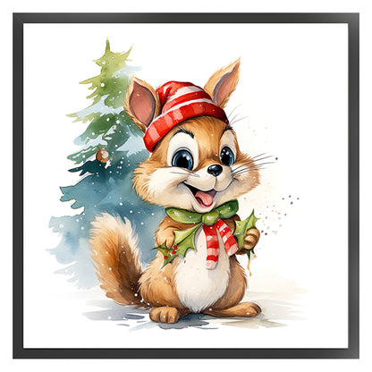 Christmas Squirrel - 18CT Stamped Cross Stitch 20*20CM(Joy Sunday)