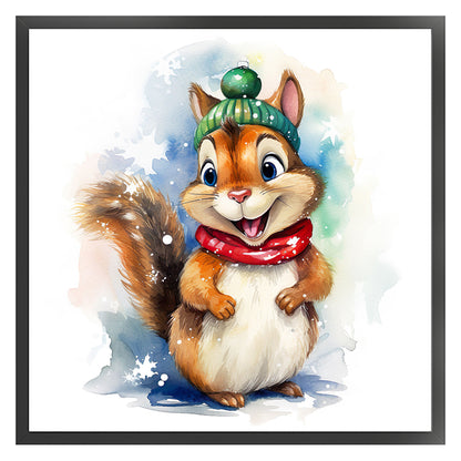 Christmas Squirrel - 18CT Stamped Cross Stitch 20*20CM(Joy Sunday)