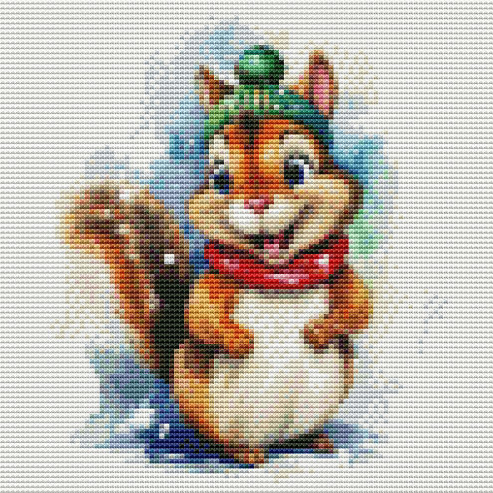 Christmas Squirrel - 18CT Stamped Cross Stitch 20*20CM(Joy Sunday)