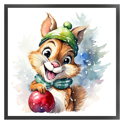 Christmas Squirrel - 18CT Stamped Cross Stitch 20*20CM(Joy Sunday)