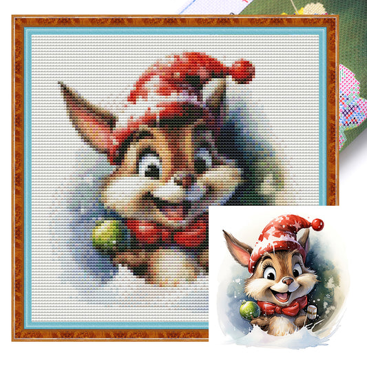 Christmas Squirrel - 18CT Stamped Cross Stitch 20*20CM(Joy Sunday)