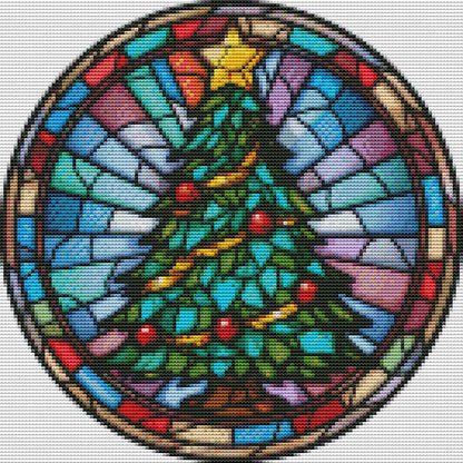 Glass Painting-Christmas Tree - 18CT Stamped Cross Stitch 25*25CM(Joy Sunday)