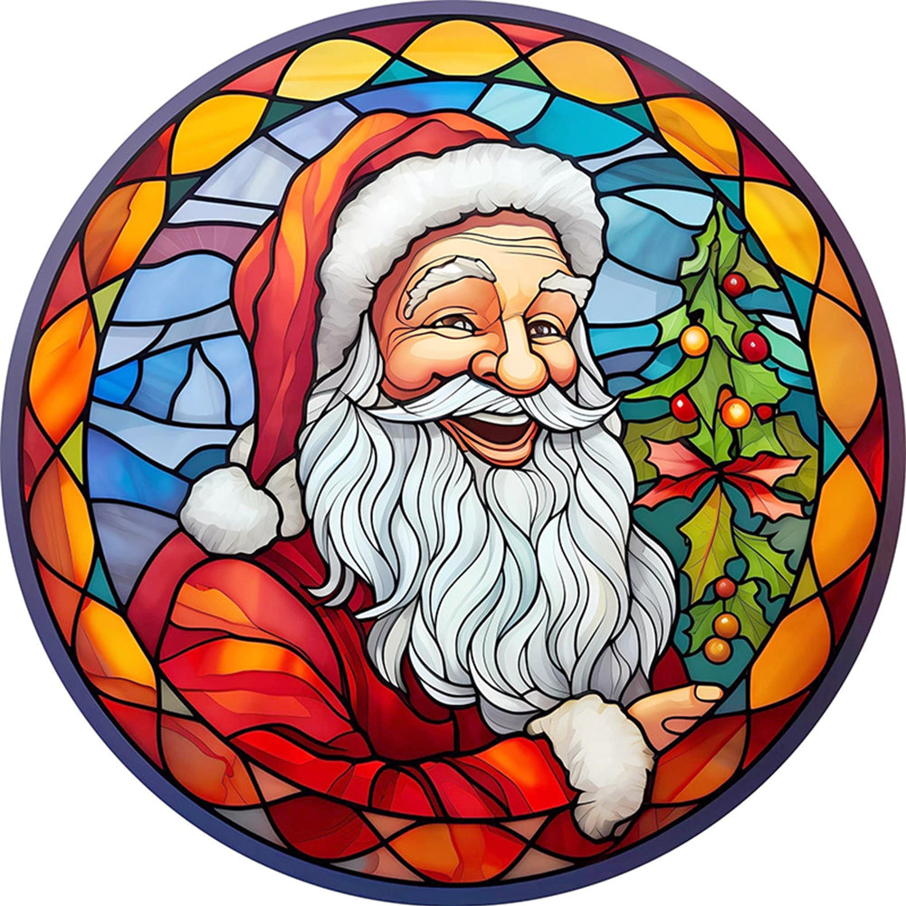 Glass Painting-Santa Claus - 18CT Stamped Cross Stitch 25*25CM(Joy Sunday)