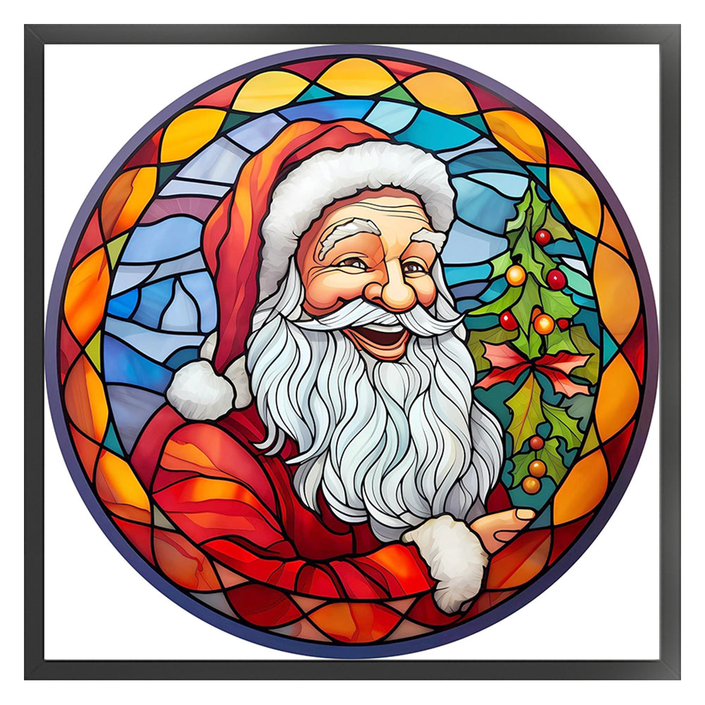 Glass Painting-Santa Claus - 18CT Stamped Cross Stitch 25*25CM(Joy Sunday)