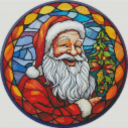 Glass Painting-Santa Claus - 18CT Stamped Cross Stitch 25*25CM(Joy Sunday)