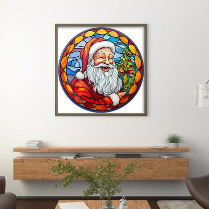 Glass Painting-Santa Claus - 18CT Stamped Cross Stitch 25*25CM(Joy Sunday)