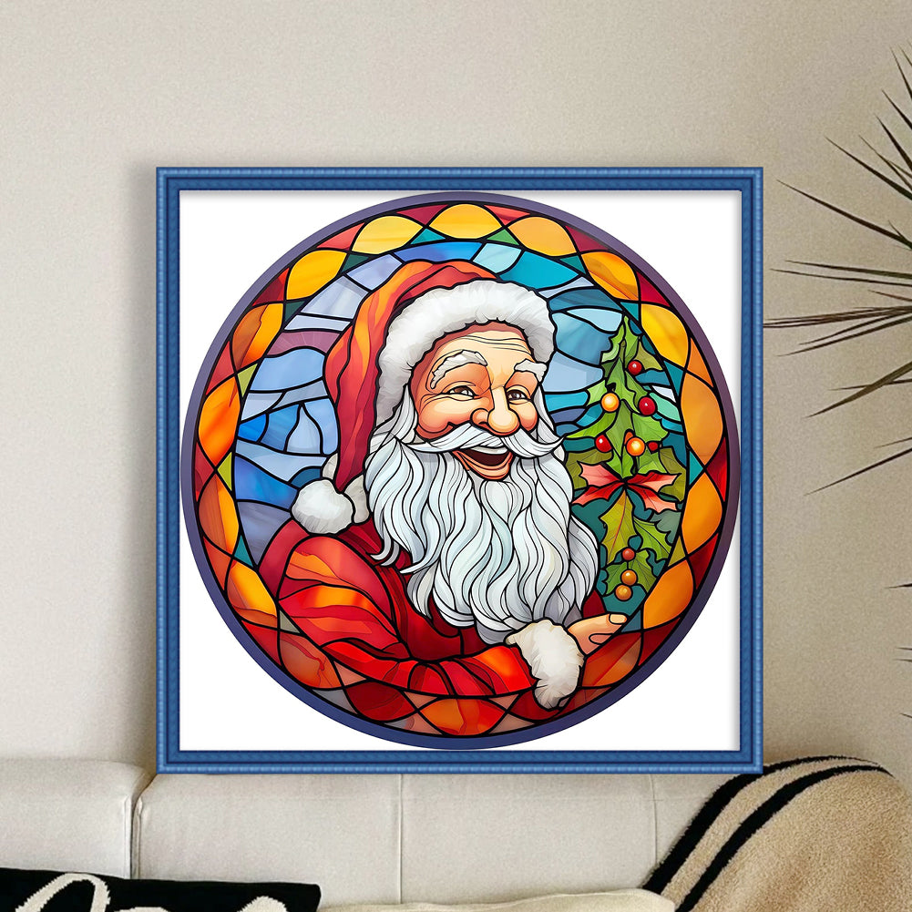 Glass Painting-Santa Claus - 18CT Stamped Cross Stitch 25*25CM(Joy Sunday)