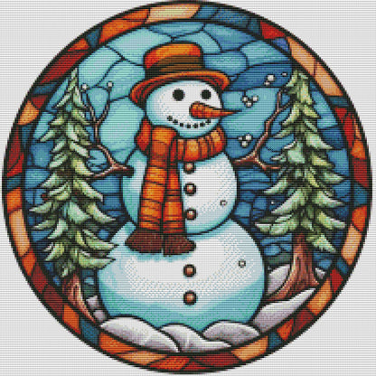 Glass Painting-Christmas Snowman - 18CT Stamped Cross Stitch 25*25CM(Joy Sunday)