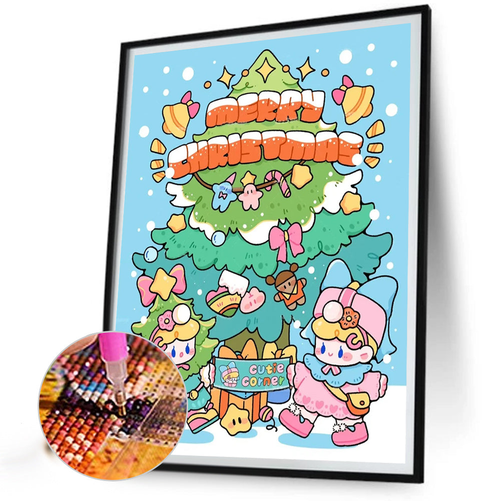 Doll And Christmas Tree - Full AB Round Drill Diamond Painting 40*50CM