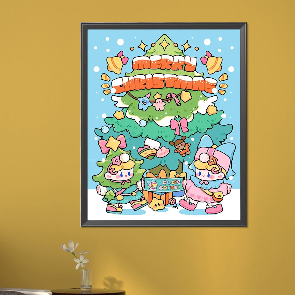 Doll And Christmas Tree - Full AB Round Drill Diamond Painting 40*50CM