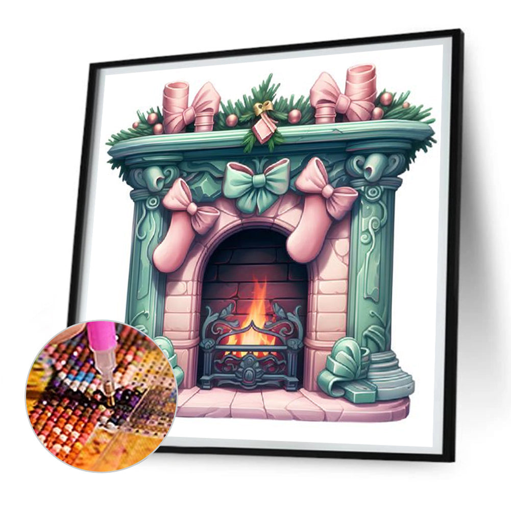 Christmas Fireplace - Full Round Drill Diamond Painting 30*30CM