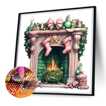 Christmas Fireplace - Full Round Drill Diamond Painting 30*30CM