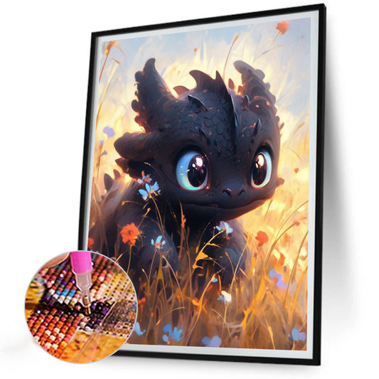 Toothless And Flowers - Full Round Drill Diamond Painting 30*40CM