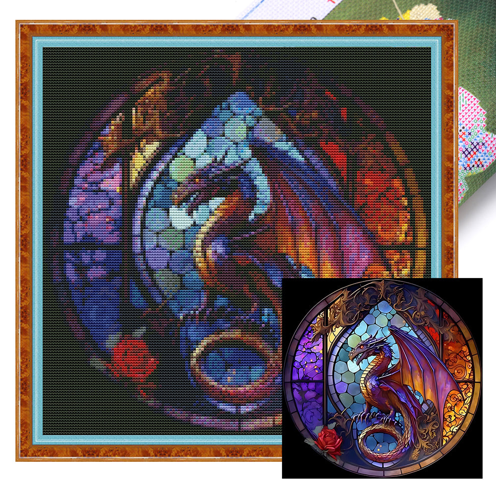 Glass Painting-Pterosaur - 11CT Stamped Cross Stitch 40*40CM(Joy Sunday)