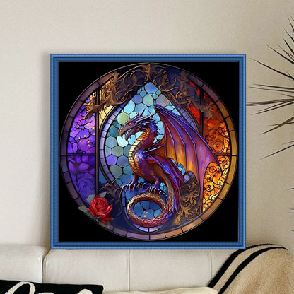 Glass Painting-Pterosaur - 11CT Stamped Cross Stitch 40*40CM(Joy Sunday)