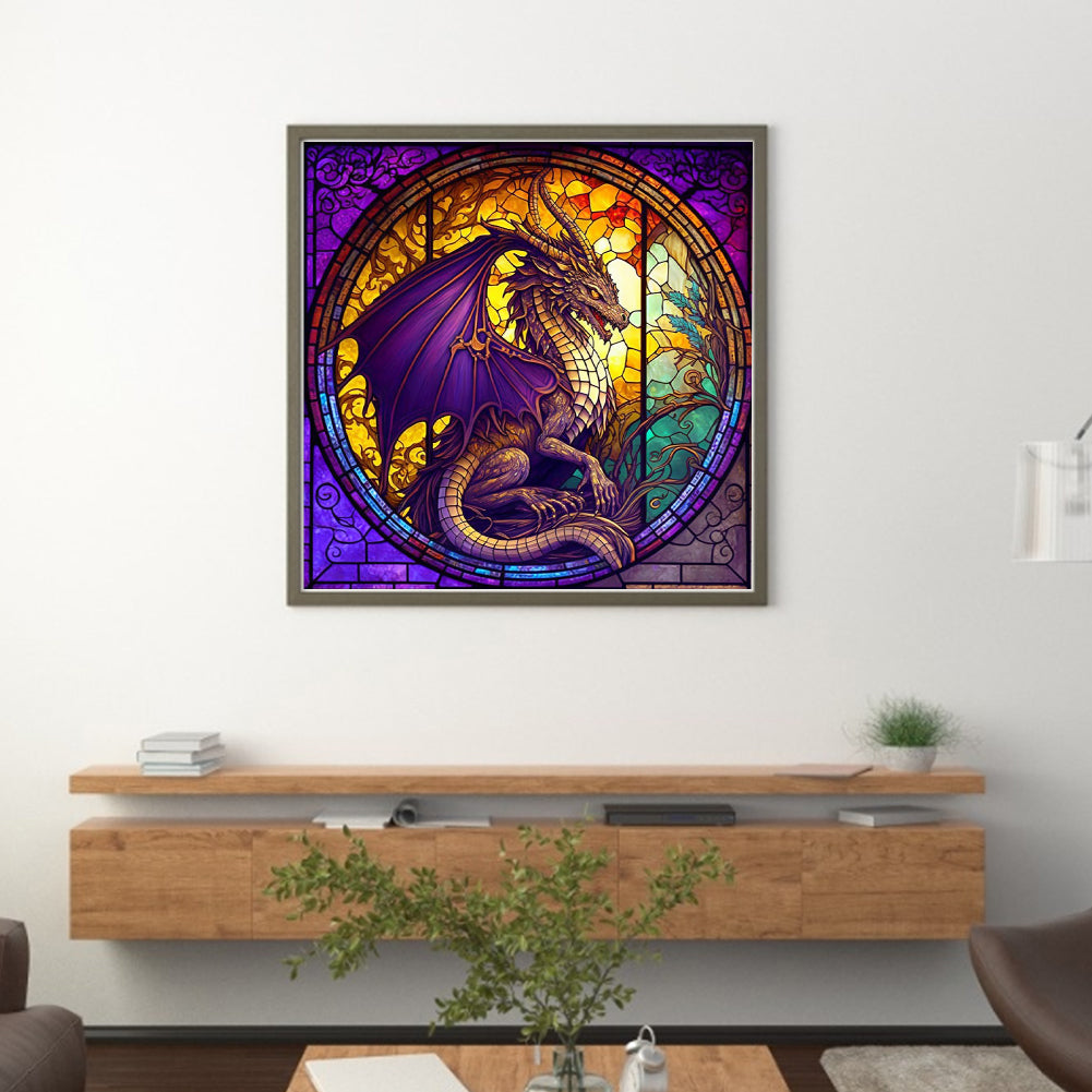 Glass Painting-Pterosaur - 11CT Stamped Cross Stitch 40*40CM(Joy Sunday)