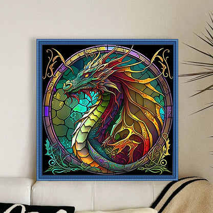 Glass Painting-Pterosaur - 11CT Stamped Cross Stitch 40*40CM(Joy Sunday)