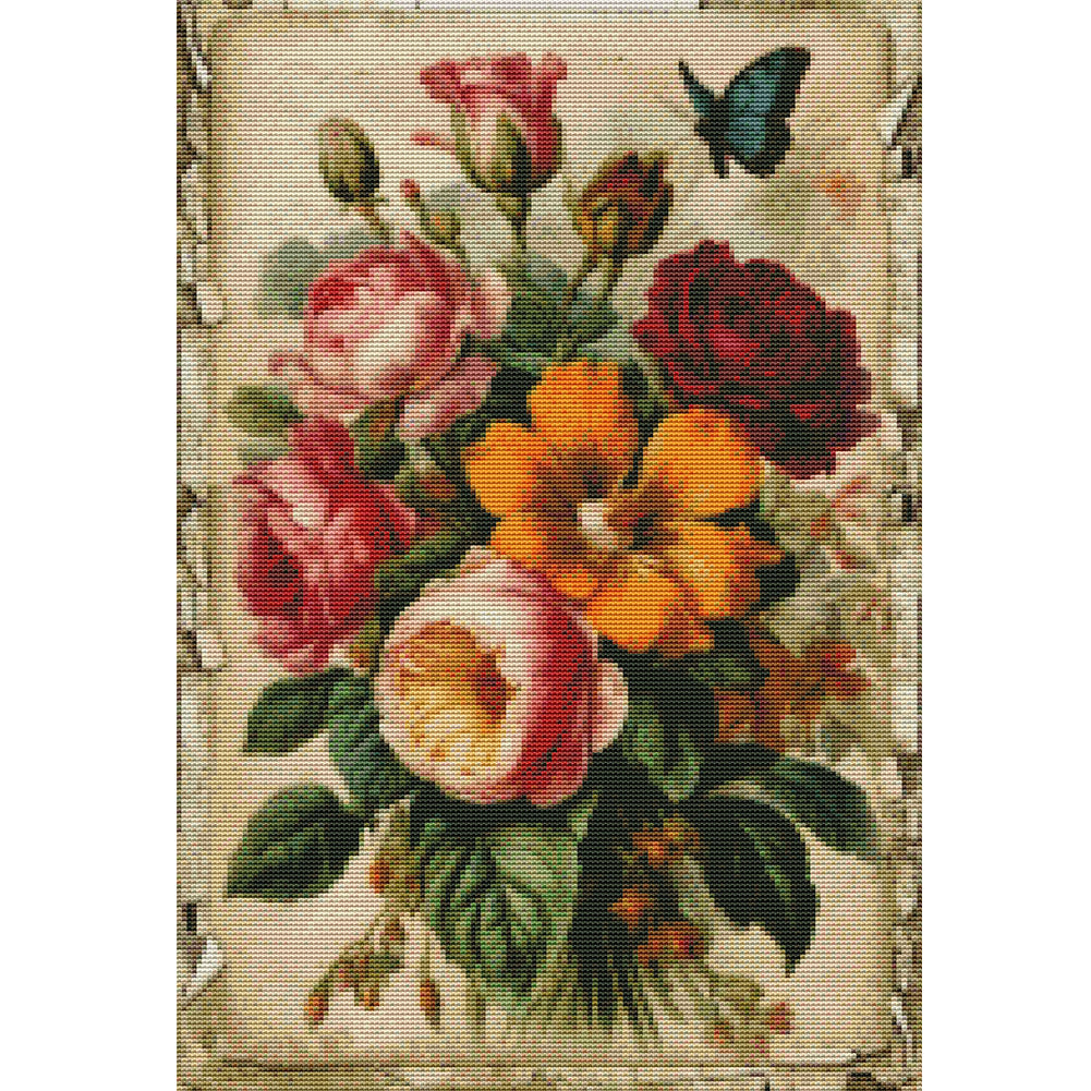 Retro Poster - Flowers - 11CT Stamped Cross Stitch 40*60CM(Joy Sunday)